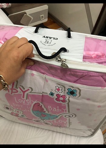 Pembe Baskılı Bebek Uyku Seti - Görsel 2