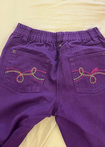 Mor kiz Çocuk Bol Kesim Pantolon - Görsel 2