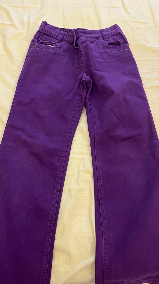 Mor kiz Çocuk Bol Kesim Pantolon - Görsel 4