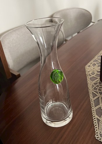 Yeşil Detaylı Şeffaf Vazo - Görsel 2