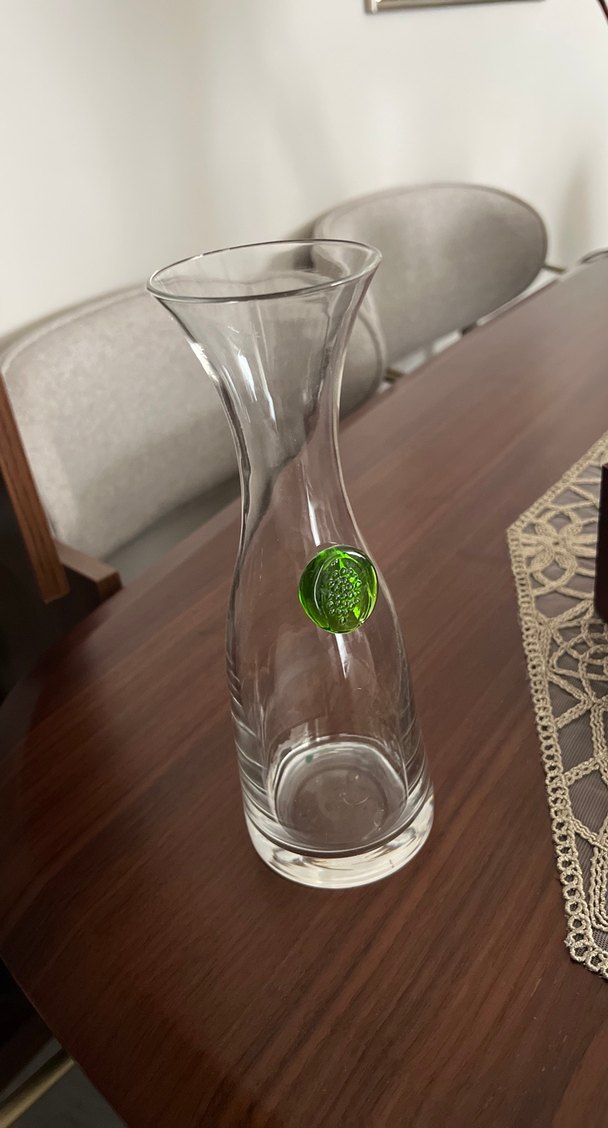 Yeşil Detaylı Şeffaf Vazo - Görsel 2