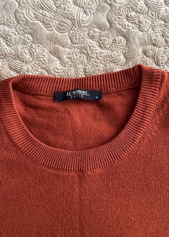 Kadın Kahverengi Uzun Kollu Keten Kazak - Görsel 2