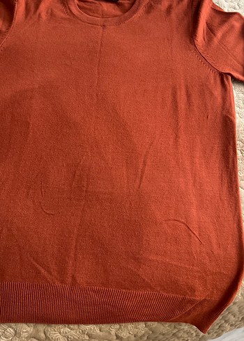 Kadın Kahverengi Uzun Kollu Keten Kazak - Görsel 3