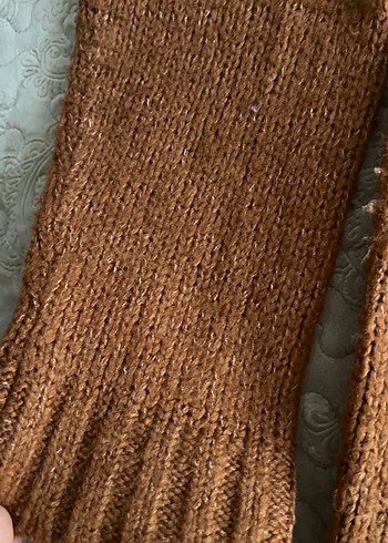 Bohem Kahverengi Örgü Kadın Kazak - Görsel 4