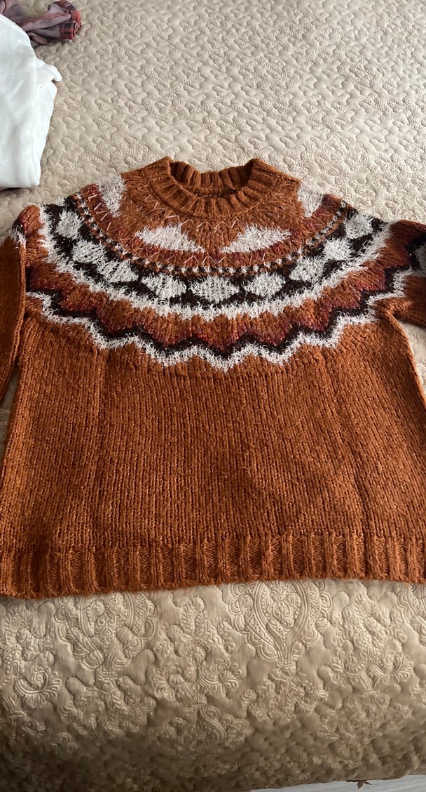 Bohem Kahverengi Örgü Kadın Kazak - Görsel 2