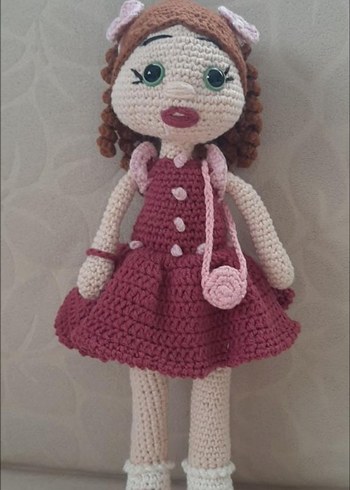 Pembe Örgü Elbise Bebek - Görsel 2