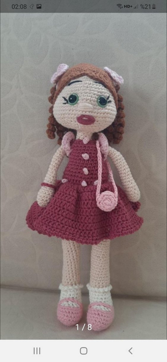 Pembe Örgü Elbise Bebek - Görsel 2