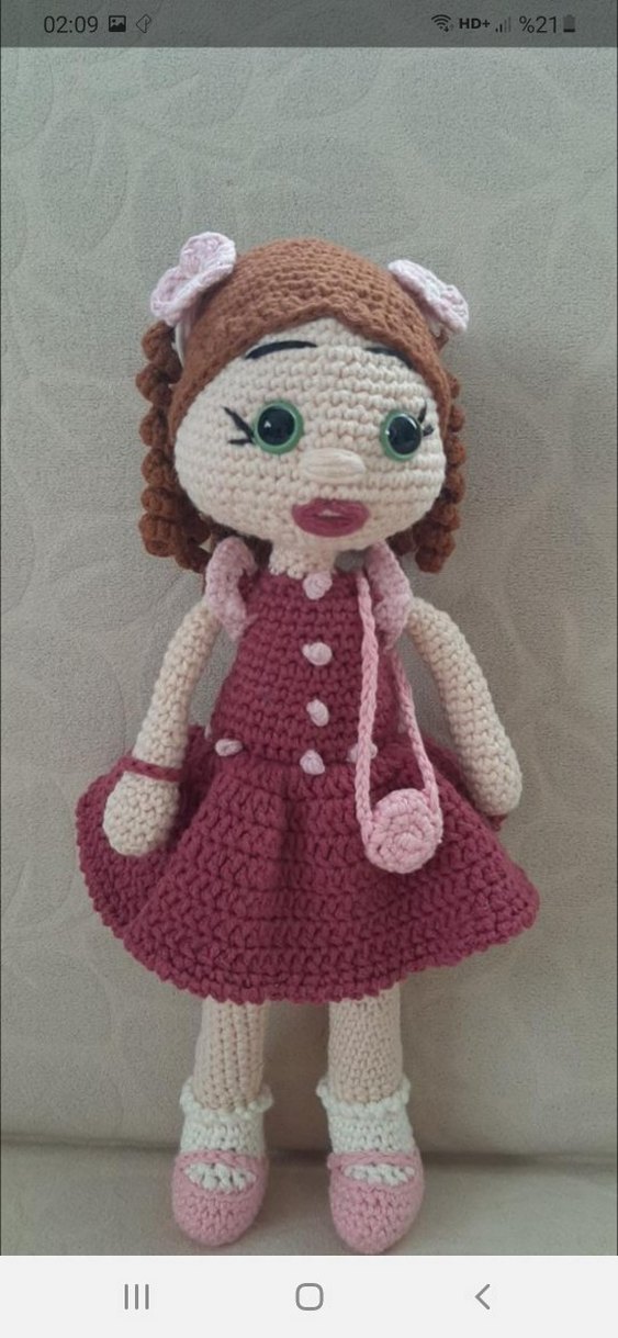 Pembe Örgü Elbise Bebek - Görsel 3