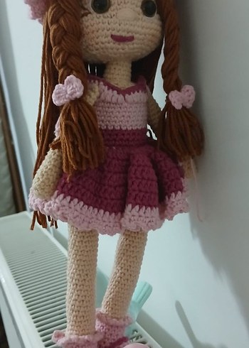 Pembe Örgü Bebek Oyuncak - Görsel 7