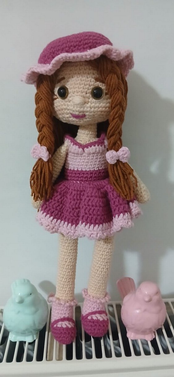 Pembe Örgü Bebek Oyuncak - Görsel 2