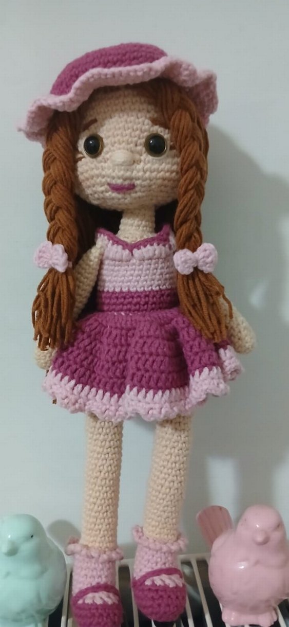 Pembe Örgü Bebek Oyuncak - Görsel 4