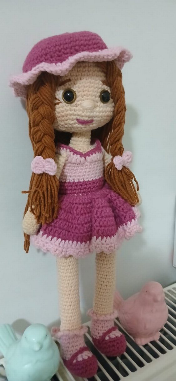 Pembe Örgü Bebek Oyuncak - Görsel 3