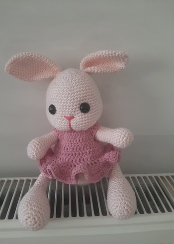Pembe Örgü Tavşan Bebek - Görsel 2