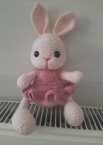 Pembe Örgü Tavşan Bebek - Görsel 3