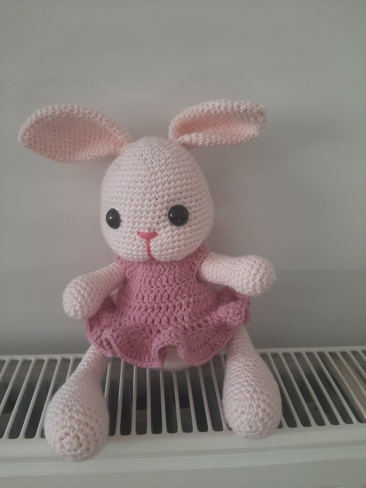 Pembe Örgü Tavşan Bebek - Görsel 2