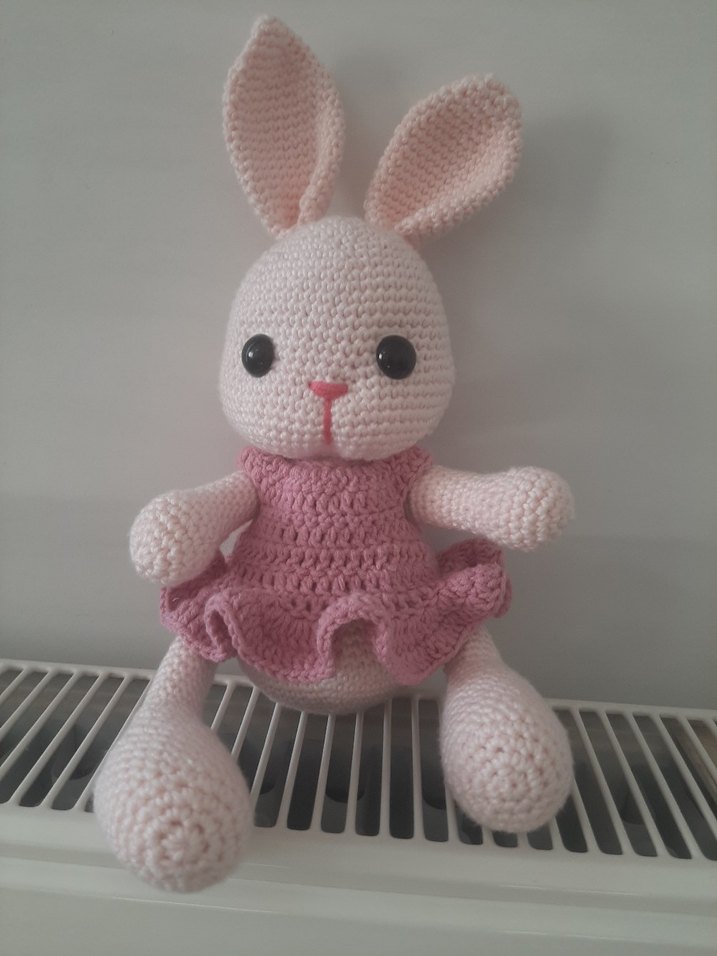 Pembe Örgü Tavşan Bebek - Görsel 3