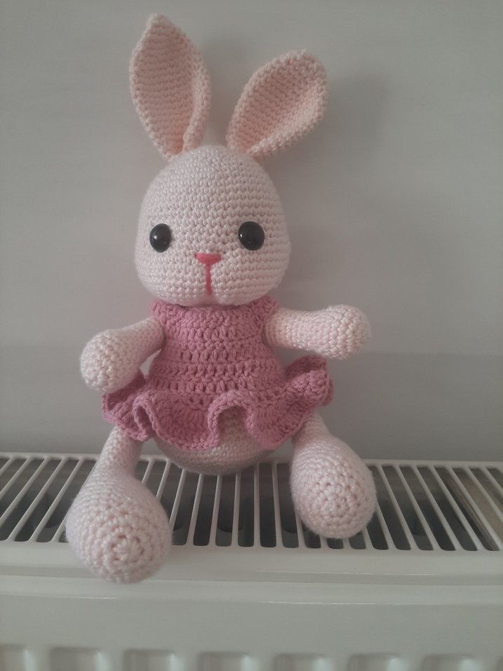 Pembe Örgü Tavşan Bebek - Görsel 4