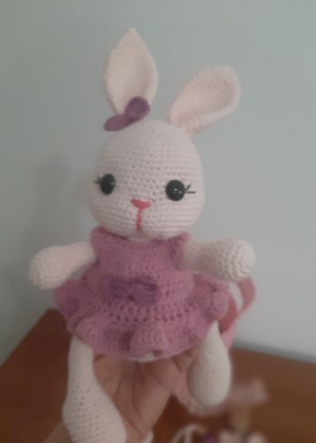 Pembe Örgü Tavşan Diş Kaşıyıcı ve Çıngırak - Görsel 8