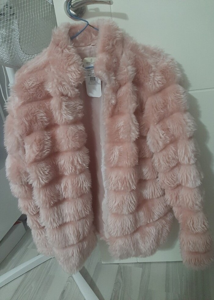  Mont,kaban,ceket,pembe mont ,peluş mont, peluş pembe mont,tüylü - Görsel 4