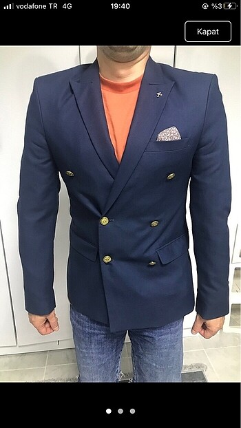 Erkek kruvaze blazer ceket lacivert