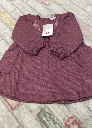 fuşya Nakışlı Uzun Kollu Kız Elbise - Görsel 3