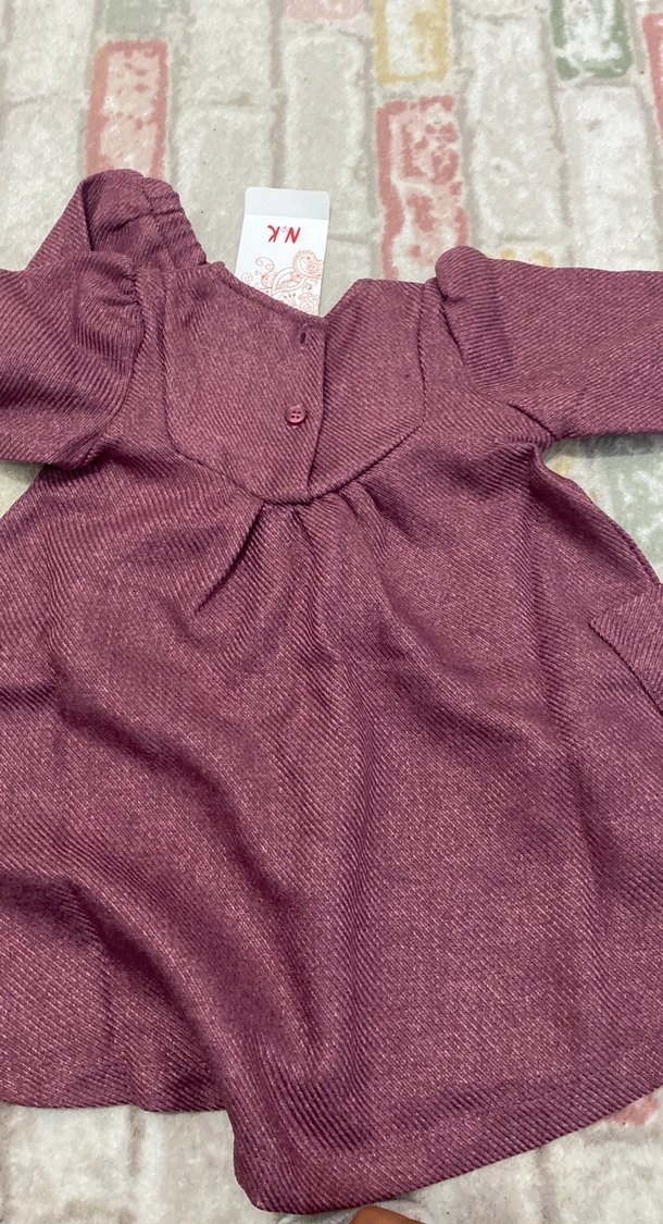 fuşya Nakışlı Uzun Kollu Kız Elbise - Görsel 4