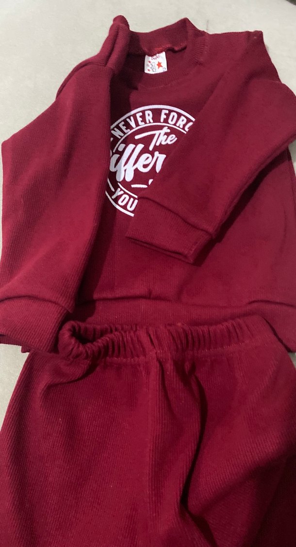 Bordo Kız  alt üst takım esnek güzel kumaş ince değil tok kumaş - Görsel 3