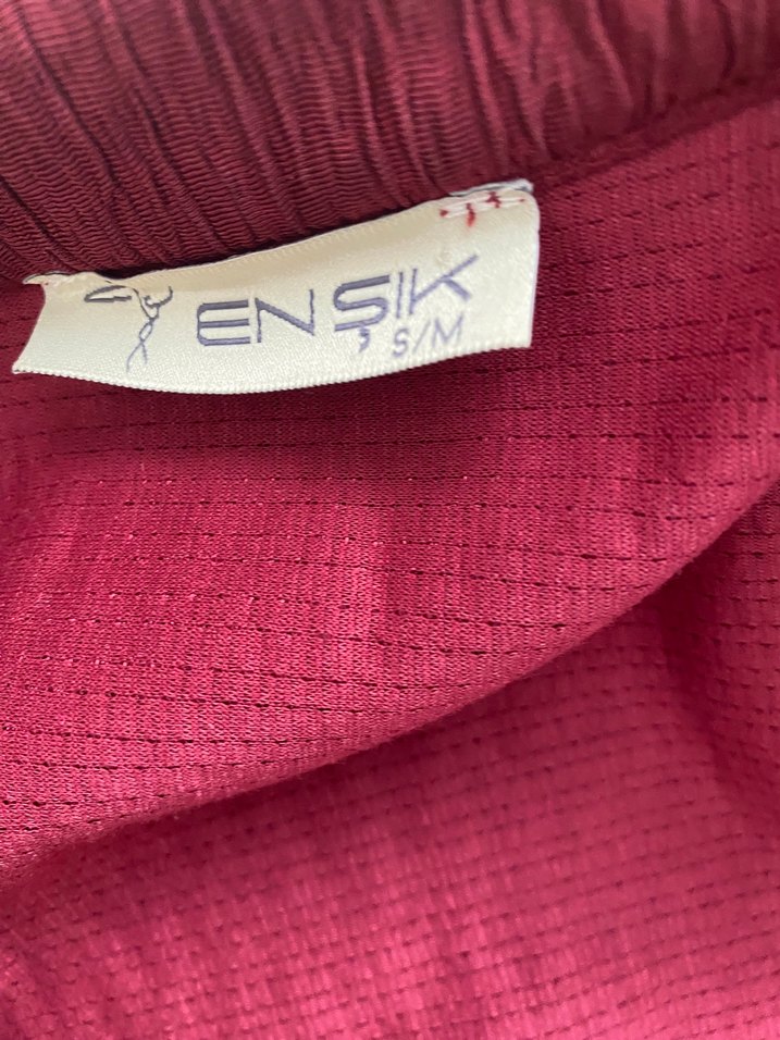 Bordo Uzun Kollu Piliseli Uzun Elbise - Görsel 3