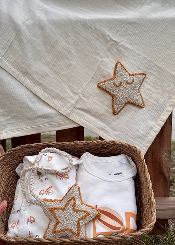 Nakışlı Beyaz Örgü Çocuk Uyku Seti - Görsel 2