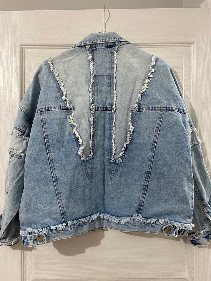 Mavi Düğmeli Kadın Denim Ceket - Görsel 4