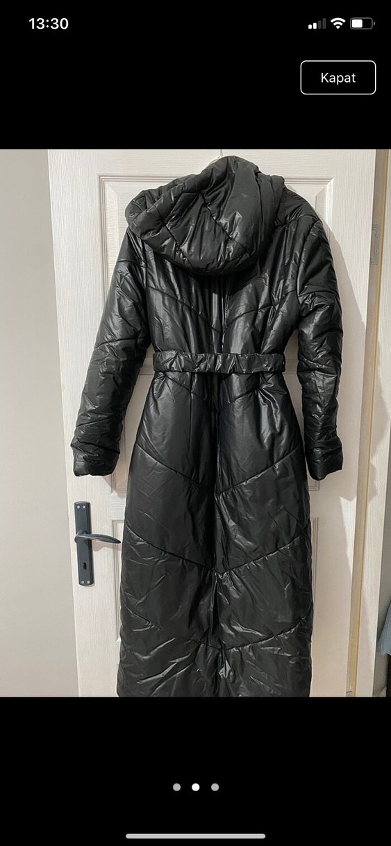 Kadın Siyah Uzun Şişme Mont - Görsel 2