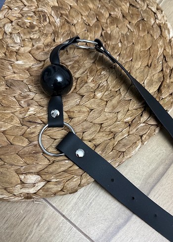 Ağız Topu Siyah Deri Goth Tokalı Kemer - Görsel 3