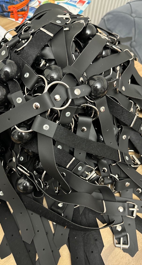 Ağız Topu Siyah Deri Goth Tokalı Kemer - Görsel 4