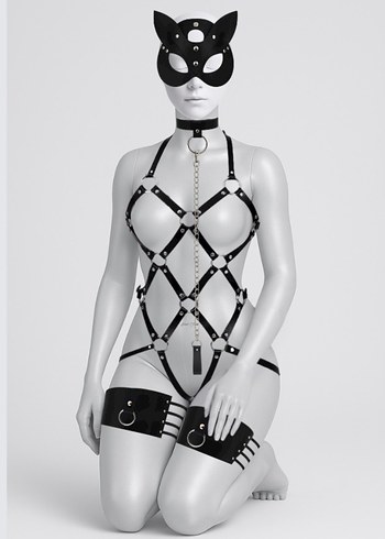 Siyah Zincir Detaylı Gotik Kadın Vücut Zinciri - Görsel 3