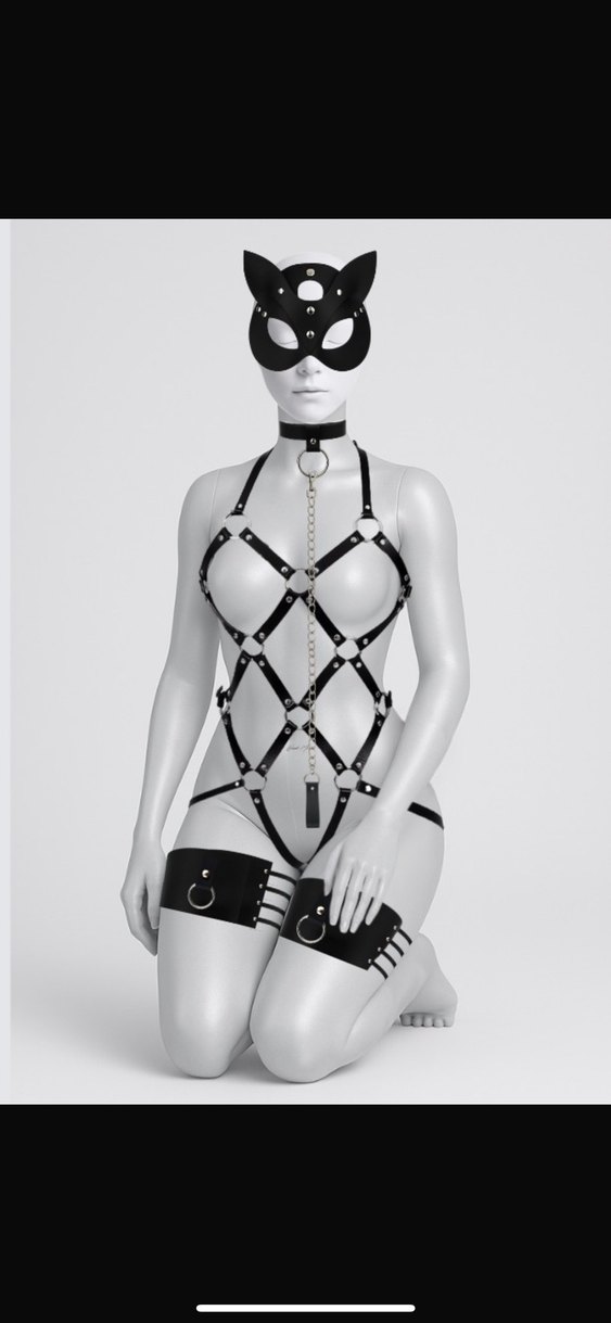 Siyah Zincir Detaylı Gotik Kadın Vücut Zinciri - Görsel 3