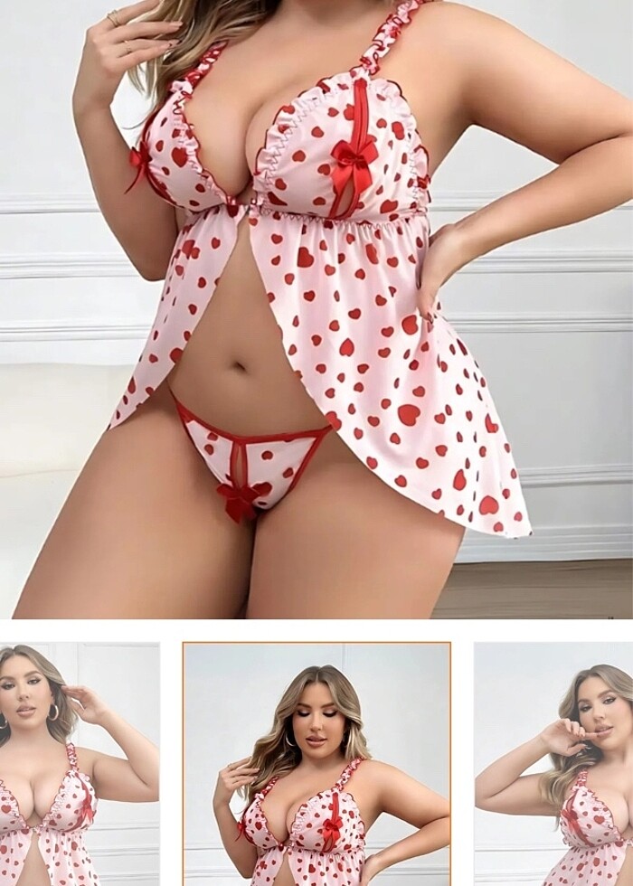 Kalpli Büyük Beden Gecelik - Görsel 4