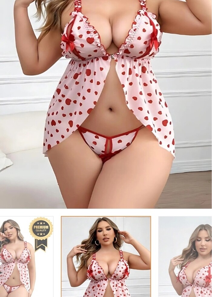 Kalpli Büyük Beden Gecelik - Görsel 3