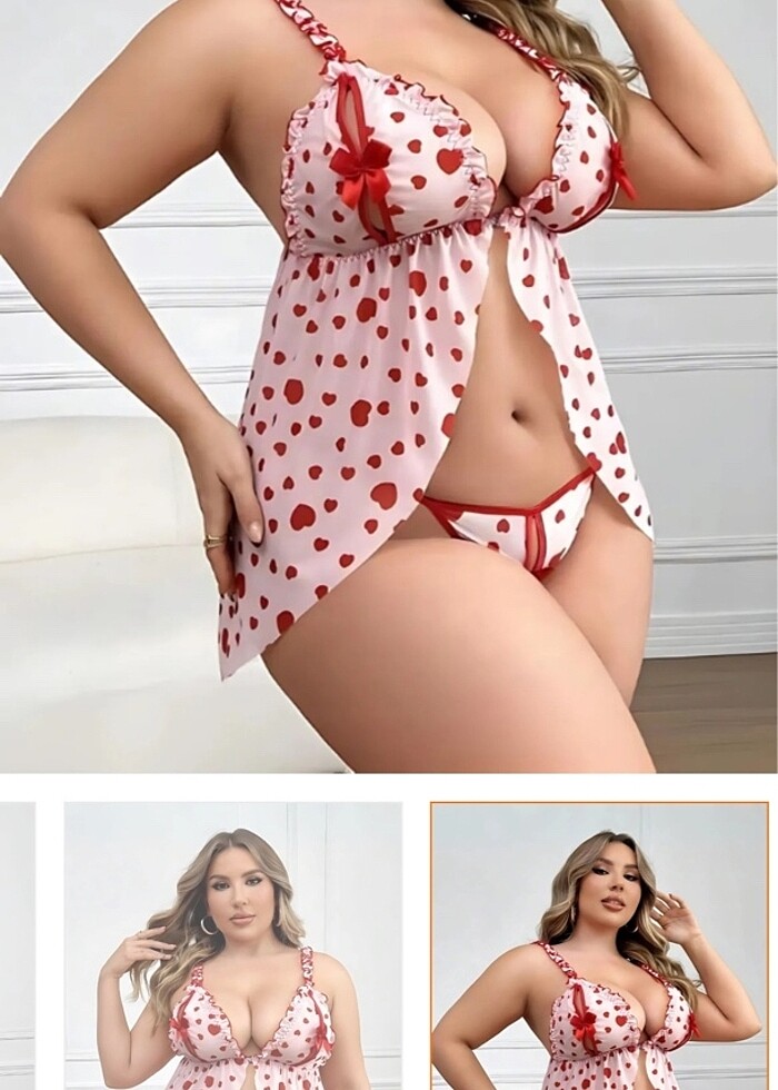 Kalpli Büyük Beden Gecelik - Görsel 5