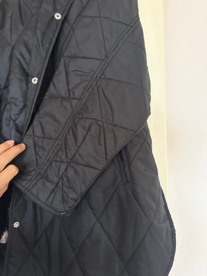 Düğmeli Siyah Midi Kadın Ceket - Görsel 4