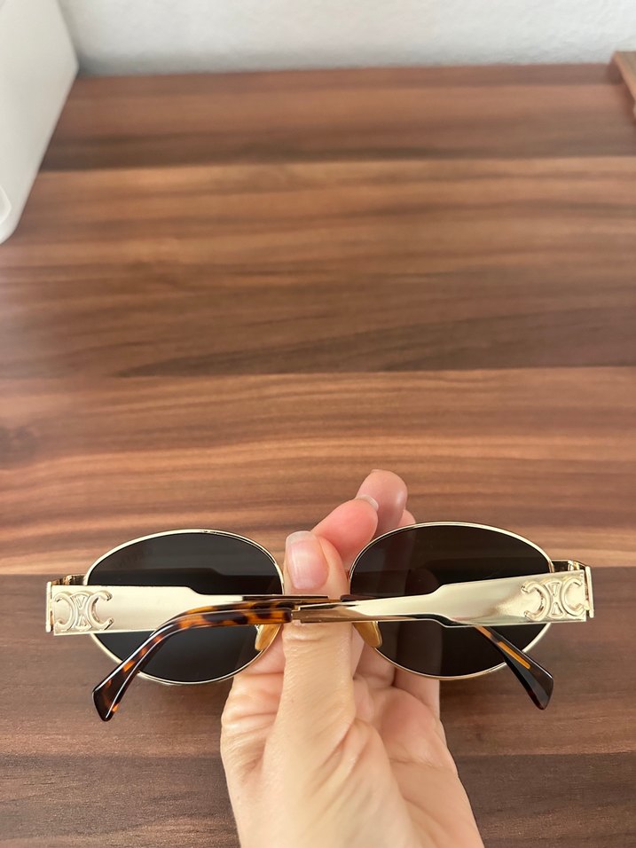 Céline Altın Renk Minimalist Kadın Güneş Gözlüğü - Görsel 4