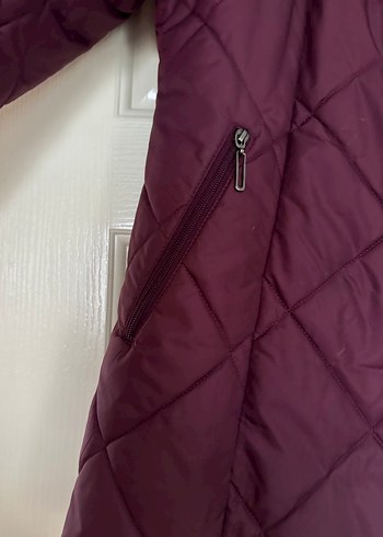 Bordo Kadın Düğmeli Midi Mont - Görsel 4