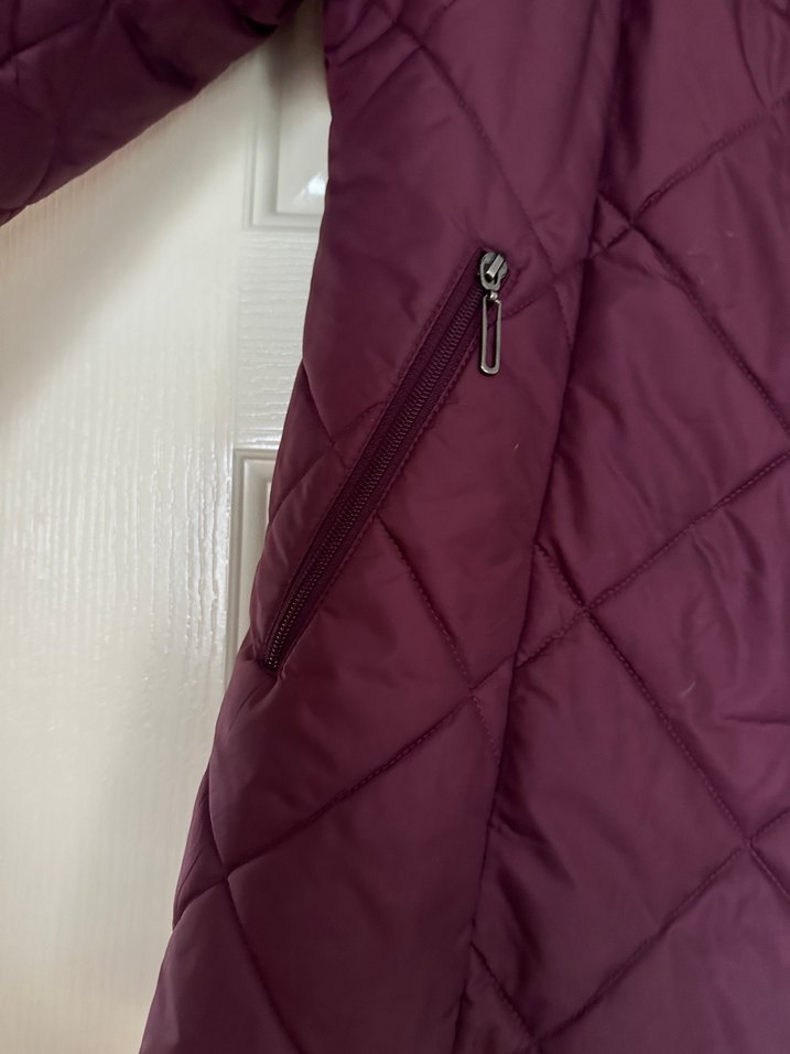 Bordo Kadın Düğmeli Midi Mont - Görsel 4