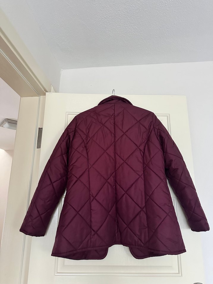 Bordo Kadın Düğmeli Midi Mont - Görsel 2