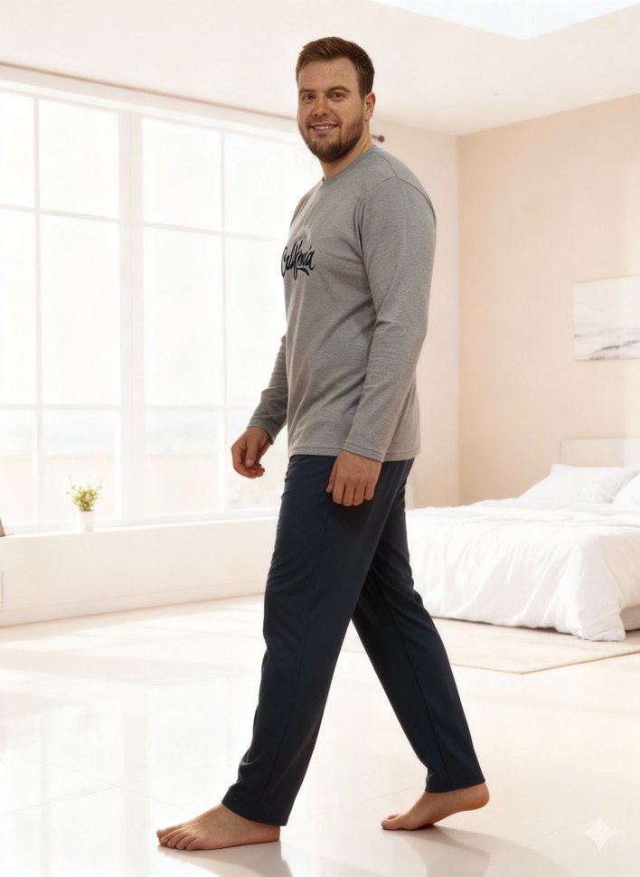 Gri Baskılı Erkek Pijama Takımı - Görsel 3