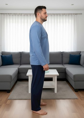 Mavi Uzun Kollu Erkek Pijama Takımı - Görsel 3