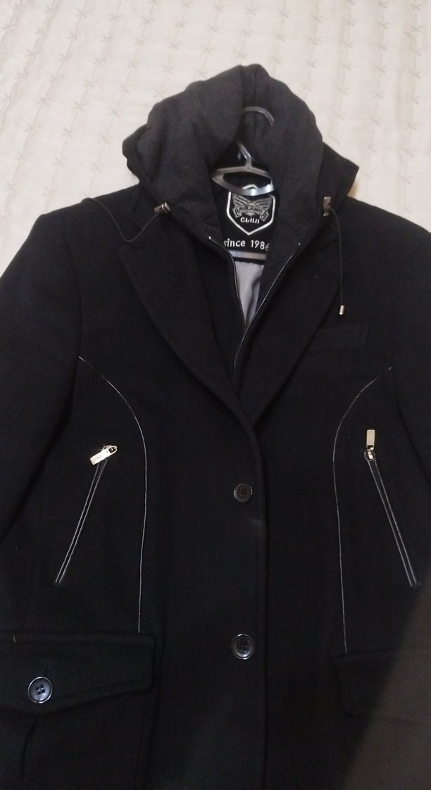 Düğmeli Siyah Erkek kaşe Ceket - Görsel 2