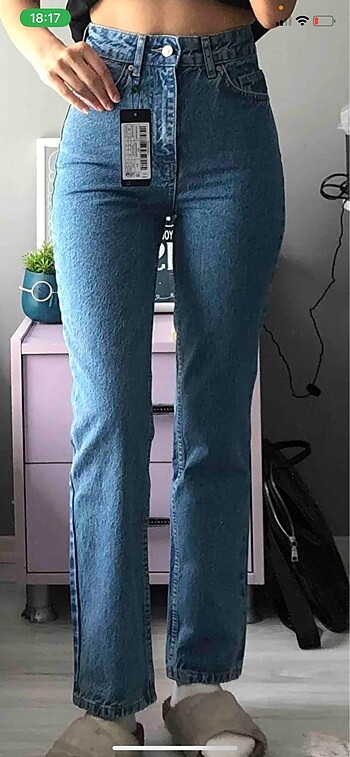 xs Beden mavi Renk Trendyolmilla straight jean