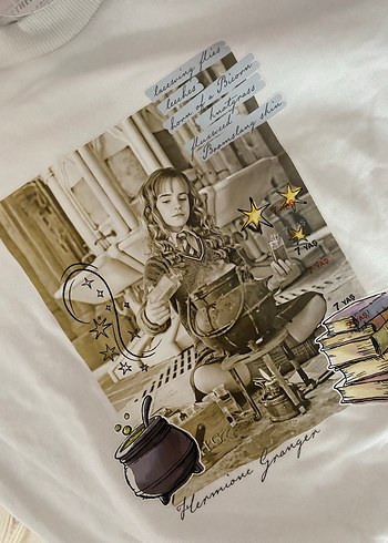 Beyaz Baskılı Pamuklu kız çocuk SWEATSHİRT - Görsel 5