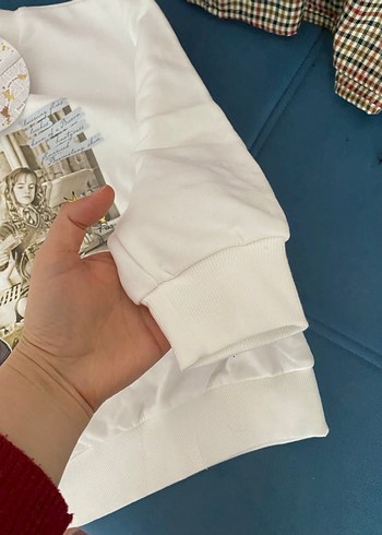 Beyaz Baskılı Pamuklu kız çocuk SWEATSHİRT - Görsel 3