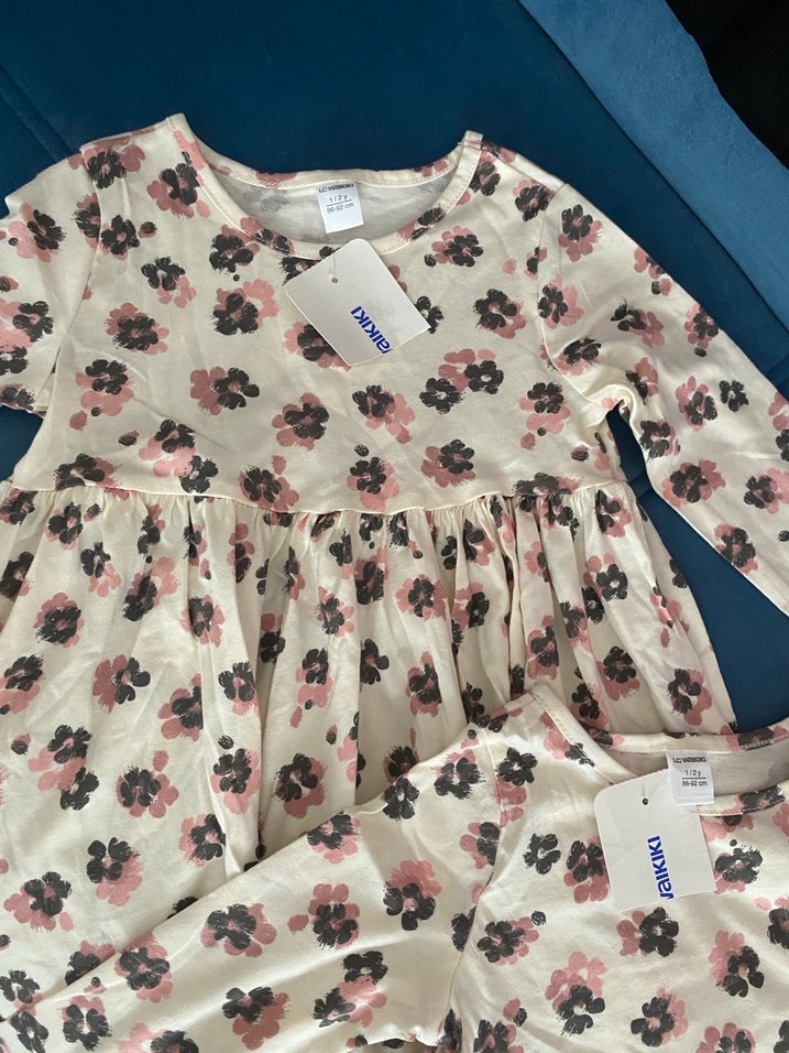 Çiçek Desenli Uzun Kollu Kız Elbisesi - Görsel 4